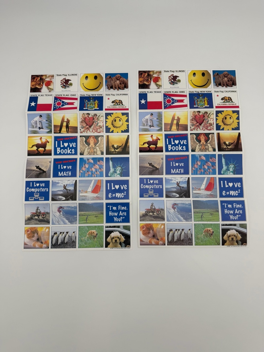 2001 Sticker Sheets From 1st National Bank State Flags Slogans Pop Culture